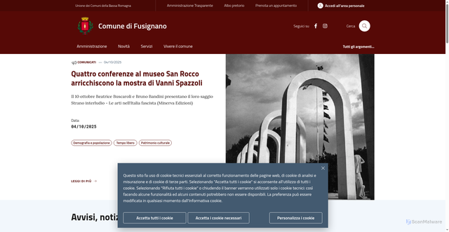 Security scan screenshot of https://www.comune.fusignano.ra.it/