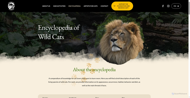 Security scan screenshot of https://savewildcats.foundation/en/encyclopedia/