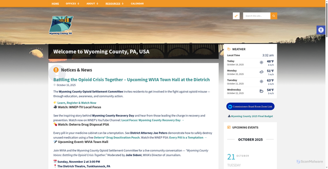Security scan screenshot of https://wyomingcountypa.gov/