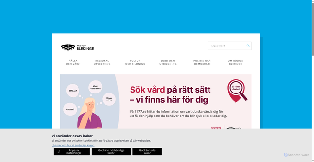 Security scan screenshot of https://regionblekinge.se/