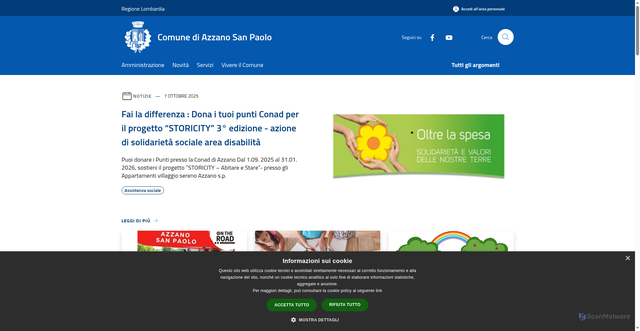 Security scan screenshot of https://comune.azzanosanpaolo.bg.it/it
