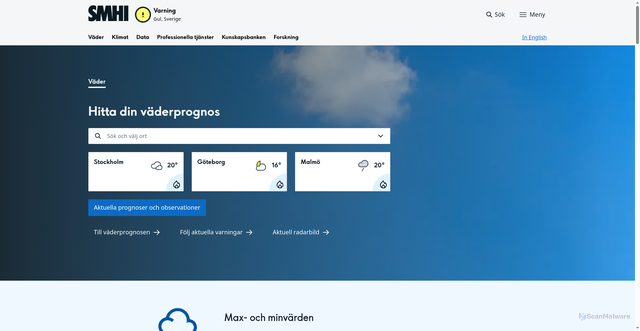 Security scan screenshot of https://smhi.se