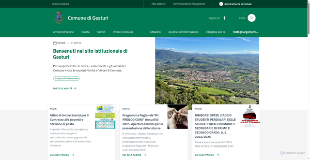 Security scan screenshot of https://www.comune.gesturi.su.it/