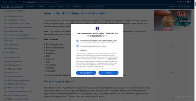 Security scan screenshot of https://sparkbyexamples.com