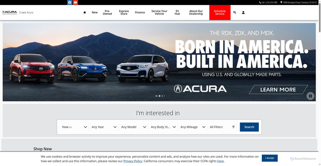Security scan screenshot of https://www.mycrownacura.com/