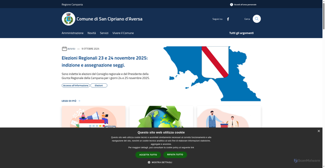 Security scan screenshot of https://www.comune.sanciprianodaversa.ce.it/it