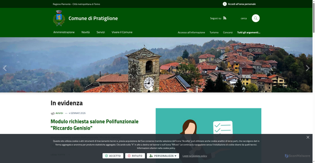 Security scan screenshot of https://www.comune.pratiglione.to.it