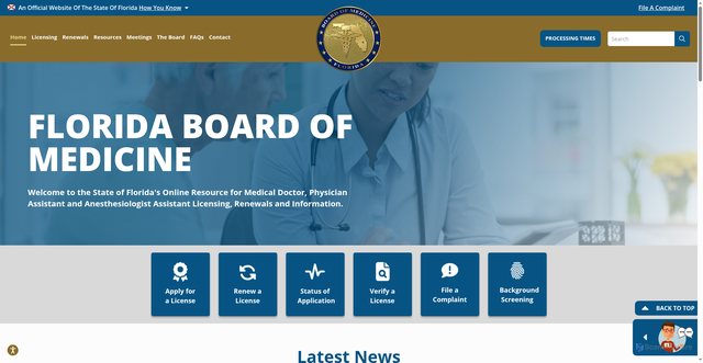 Security scan screenshot of https://flboardofmedicine.gov/