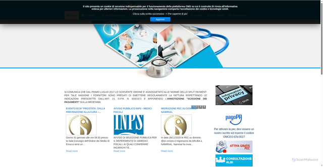 Security scan screenshot of https://www.ordinemedicienna.it/