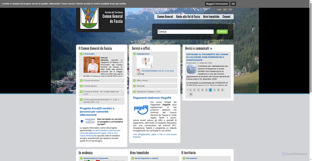 Security scan screenshot of https://www.comungeneraldefascia.tn.it/