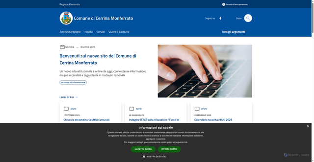 Security scan screenshot of https://www.comune.cerrina.al.it/it