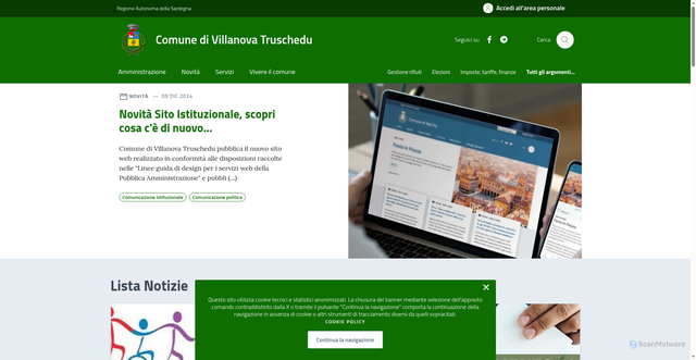 Security scan screenshot of https://comune.villanovatruschedu.or.it/