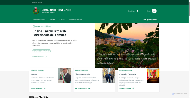 Security scan screenshot of https://comune.rotagreca.cs.it/