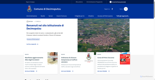 Security scan screenshot of https://www.comune.decimoputzu.su.it/