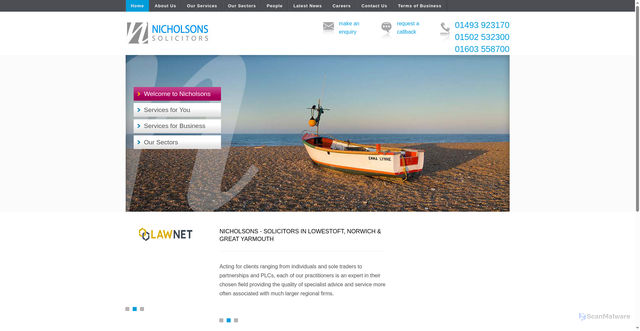 Security scan screenshot of https://www.nicholsonslaw.com/