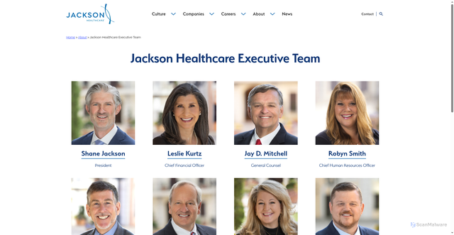 Security scan screenshot of https://jacksonhealthcare.com/about/executive-leadership/