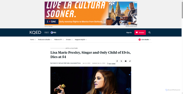 Security scan screenshot of https://www.kqed.org/arts/13923691/lisa-marie-presley-singer-and-only-child-of-elvis-dies-at-54