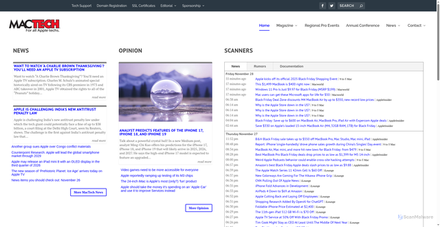 Security scan screenshot of https://www.mactech.com/