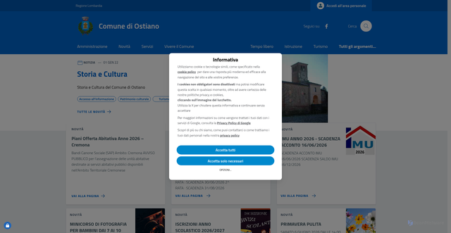 Security scan screenshot of https://www.comune.ostiano.cr.it