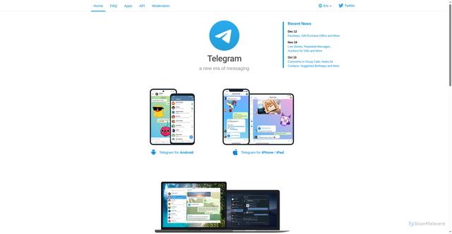 Security scan screenshot of https://telegram.me