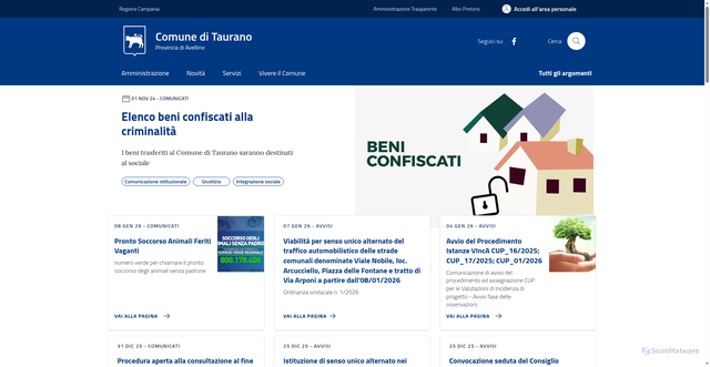 Security scan screenshot of https://comune.taurano.av.it/