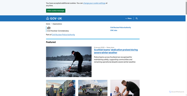 Security scan screenshot of https://www.gov.uk/government/organisations/civil-nuclear-constabulary