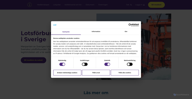 Security scan screenshot of https://lotsforbundet.se