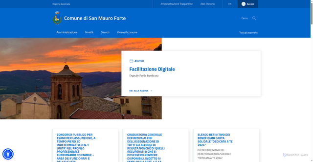 Security scan screenshot of https://www.comune.sanmauroforte.mt.it/