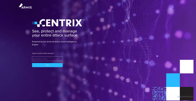 Security scan screenshot of https://console.armis.com