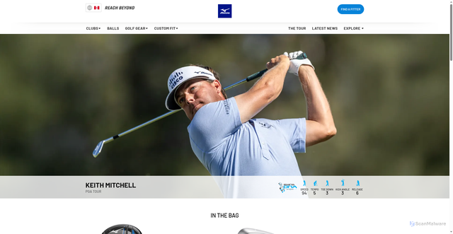 Security scan screenshot of https://mizunogolf.com/ca/pro-tour/keith-mitchell/