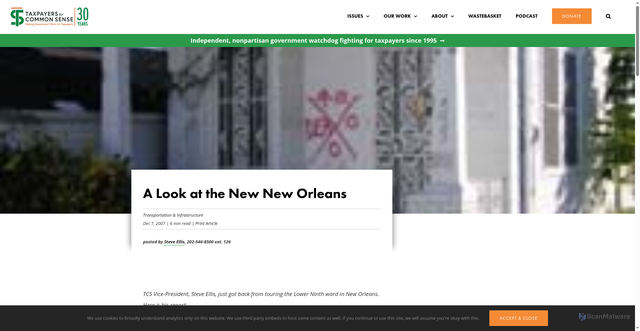 Security scan screenshot of https://www.taxpayer.net/transportation-infrastructure/a-look-at-the-new-new-orleans/