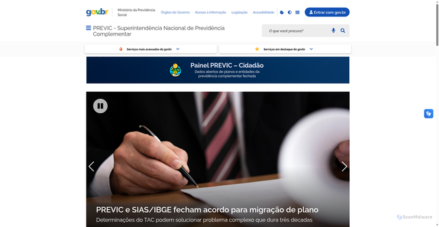 Security scan screenshot of https://www.gov.br/previc/pt-br