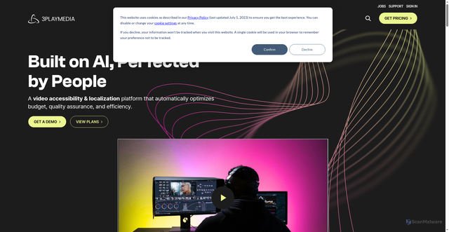 Security scan screenshot of https://3playmedia.com