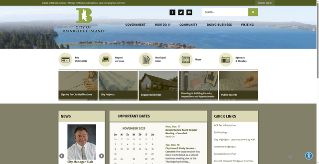 Security scan screenshot of https://bainbridgewa.gov/