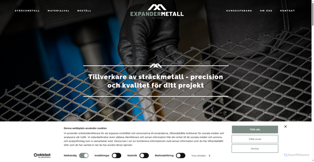 Security scan screenshot of https://expandermetall.se