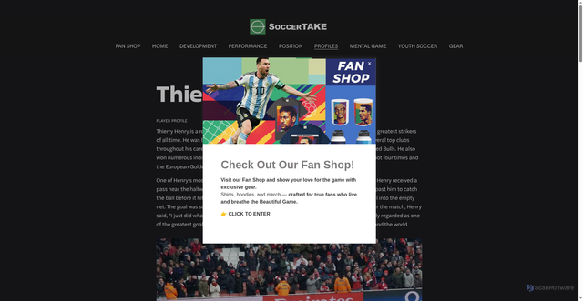 Security scan screenshot of https://www.soccertake.com/legends/thierry-henry