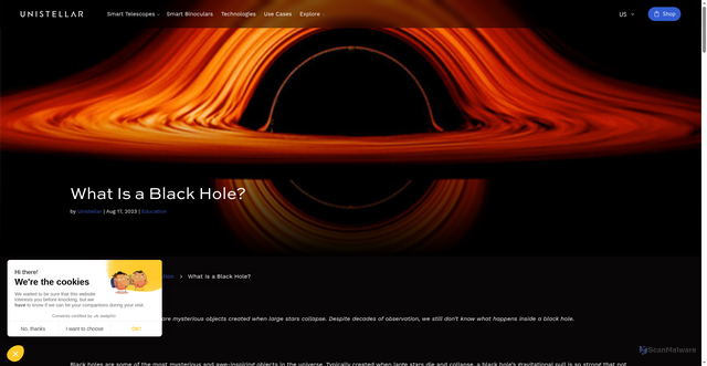 Security scan screenshot of https://www.unistellar.com/blog/what-is-black-hole/