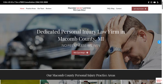 Security scan screenshot of https://macombinjurylawyers.com/