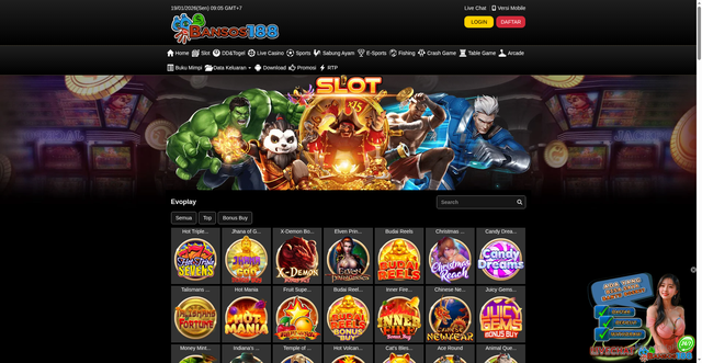 Security scan screenshot of https://stealthbansos188.com/desktop/game/slot/evoplay