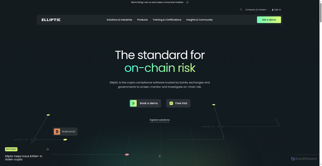 Security scan screenshot of https://elliptic.co
