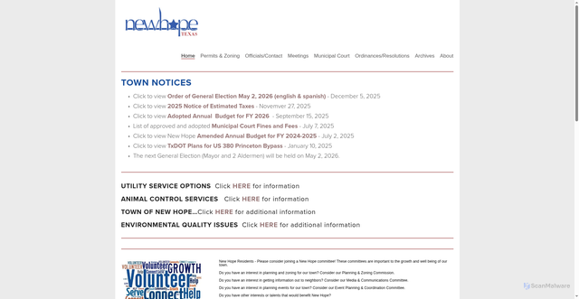Security scan screenshot of https://newhopetx.gov/