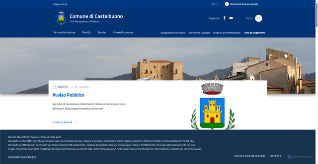 Security scan screenshot of https://www.comune.castelbuono.pa.it/