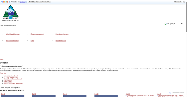 Security scan screenshot of https://www.douglascountynv.gov/