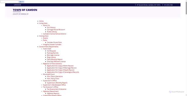 Security scan screenshot of https://www.camdenny.gov/