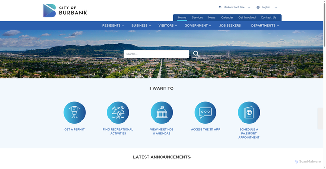 Security scan screenshot of https://burbankca.gov/