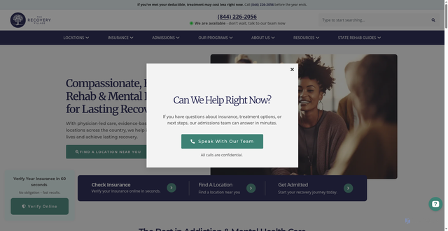 Security scan screenshot of https://therecoveryvillage.com