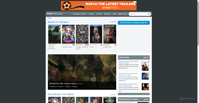 Security scan screenshot of https://www.showtimes.com