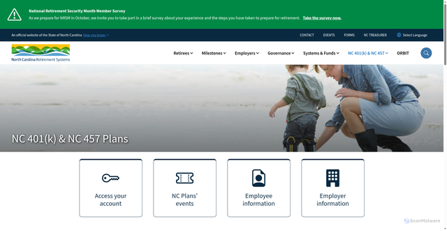 Security scan screenshot of https://www.myncretirement.gov/nc-401k-nc-457-plans