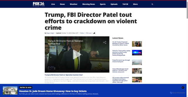 Security scan screenshot of https://www.fox26houston.com/news/trump-patel-watch-live-press-conference-fbi