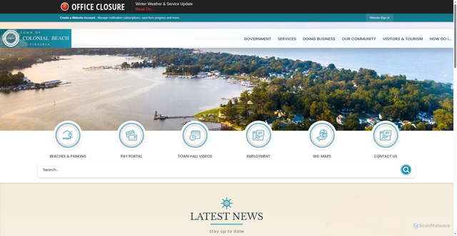Security scan screenshot of https://colonialbeachva.gov/